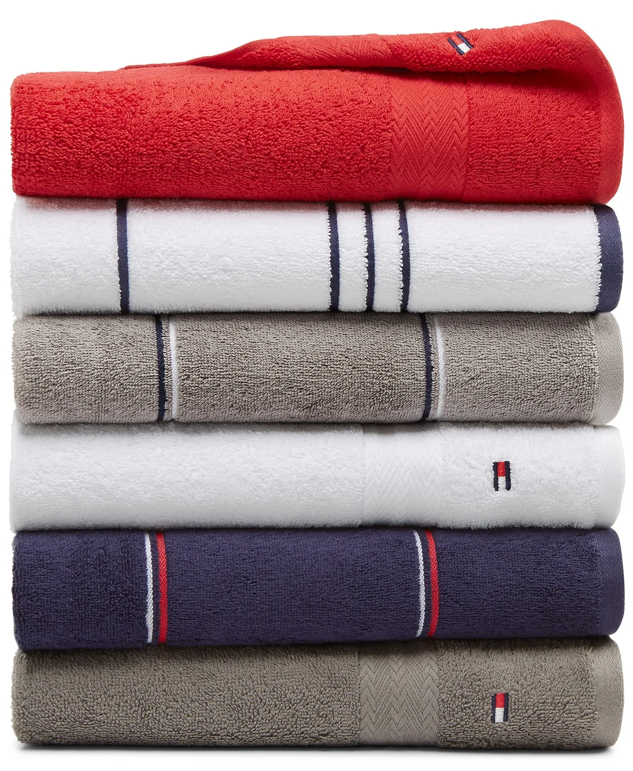 TOMMY HILFIGER ALL AMERICAN II COTTON MIX AND MATCH BATH TOWELS FOR $4.99