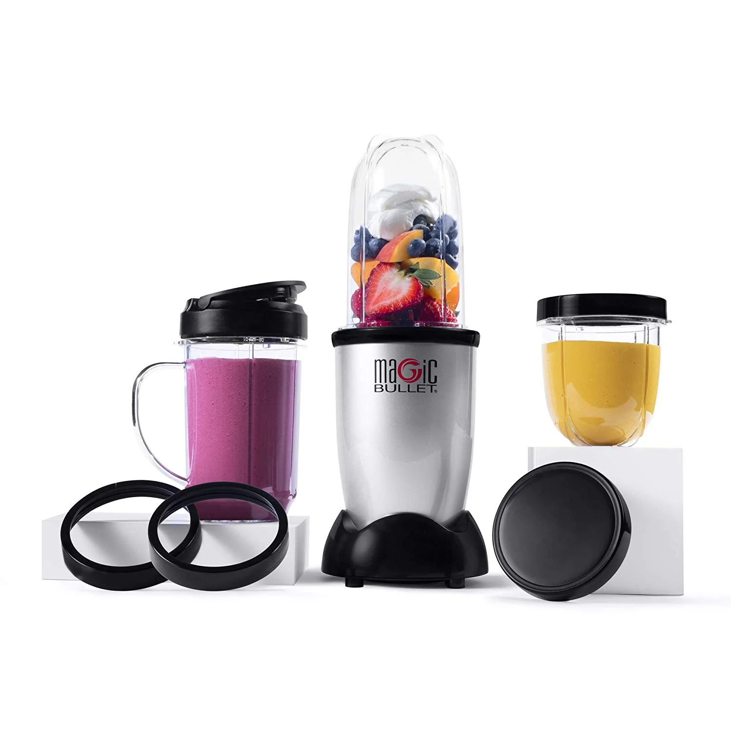 MAGIC BULLET BLENDER, SMALL, SILVER, 11 PIECE SET FOR $29.98