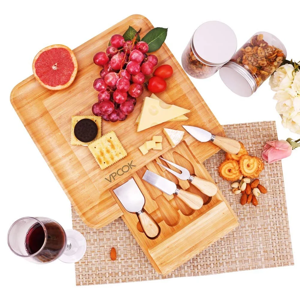 BAMBOO CHEESE BOARD SET WITH KNIVES FOR $24.00
