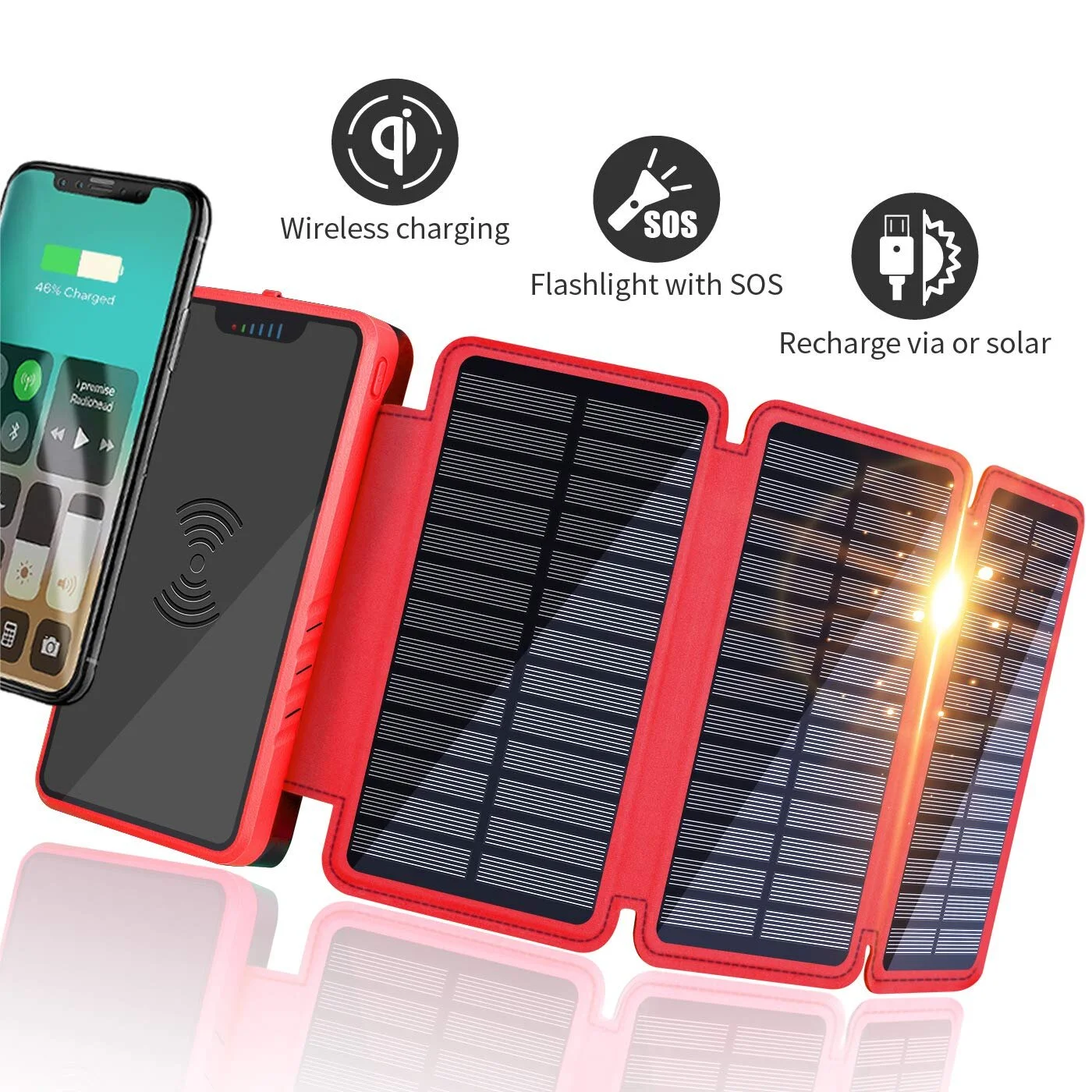  20,000MAH PORTABLE WIRELESS SOLAR POWER BANK FOR $23.49