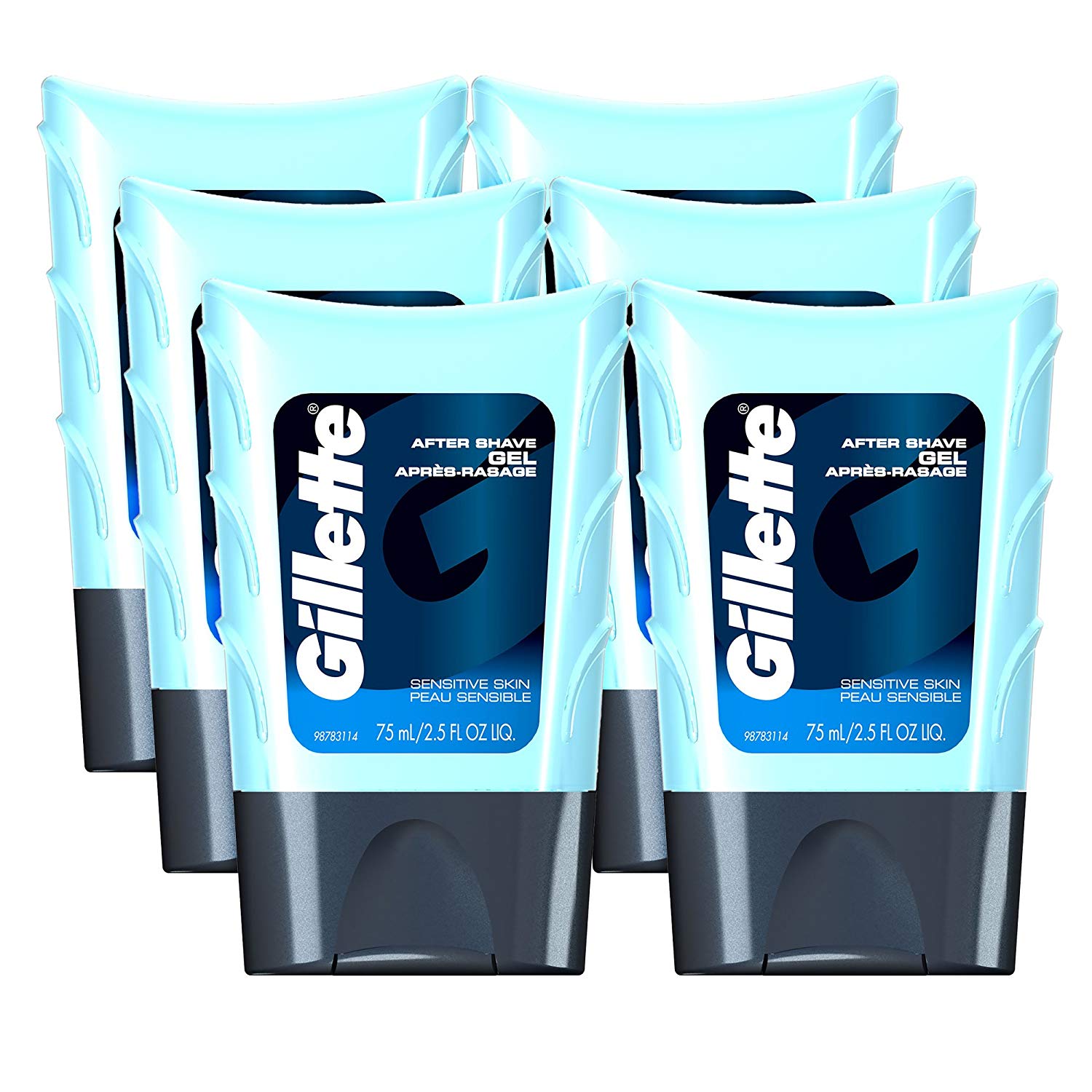 6 PACK - GILLETTE AFTER SHAVE GEL, SENSITIVE SKIN, 2.5 OUNCE FOR $9.08