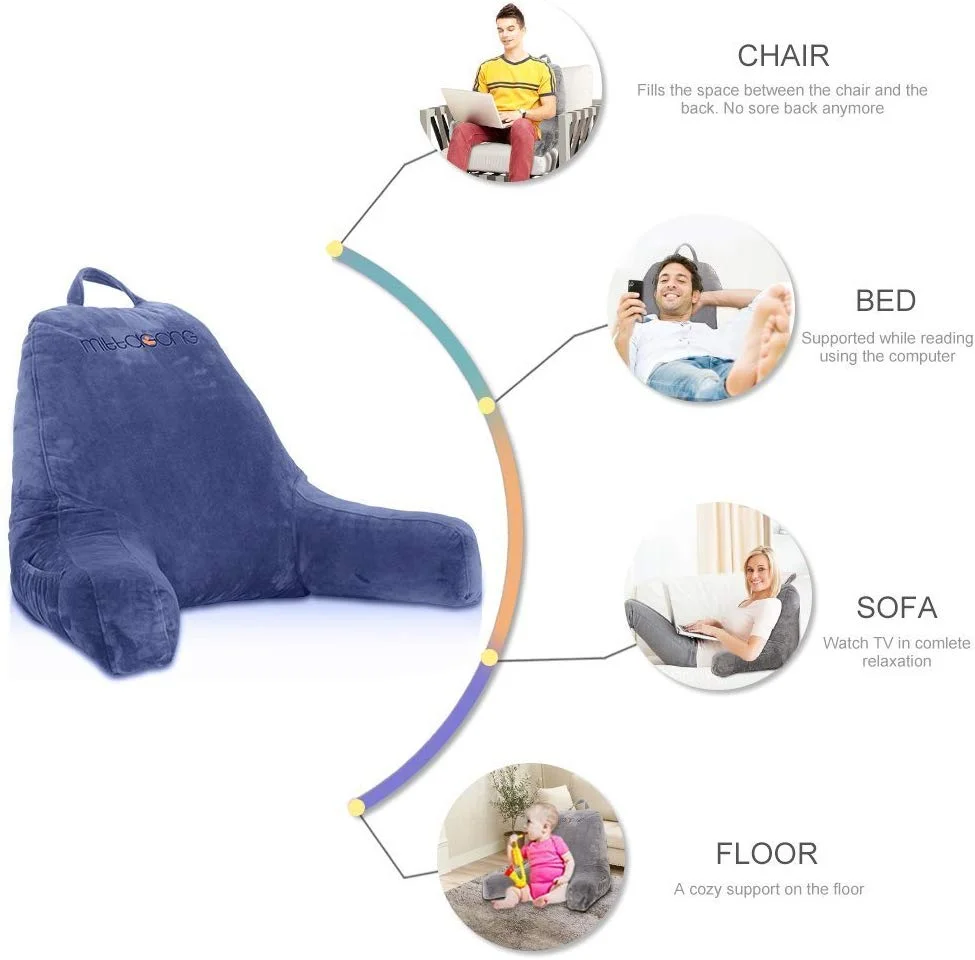 SHREDDED FOAM BACKREST PILLOW WITH ARMS &amp; REMOVABLE VELVET COVER FOR $19.99