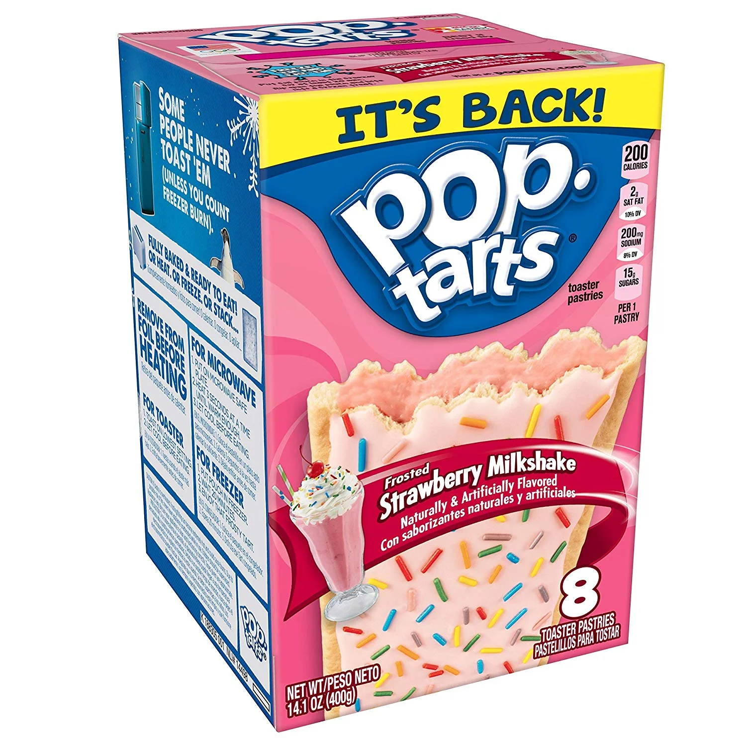 8 COUNT - POP-TARTS BREAKFAST TOASTER PASTRIES, FROSTED STRAWBERRY MILKSHAKE FOR $1.99