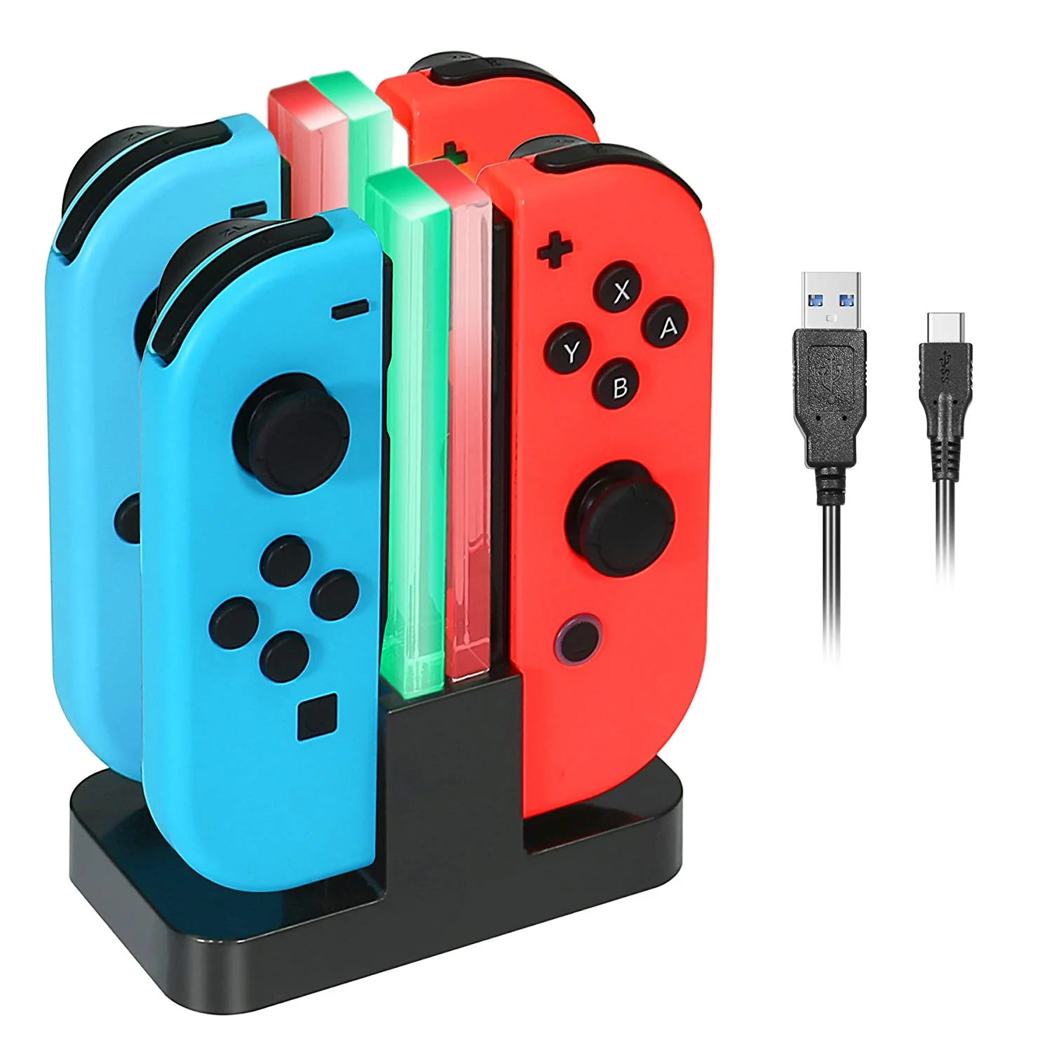 JOY-CON CONTROLLERS CHARGER STATION WITH INDIVIDUAL LEDS INDICATOR AND TYPE C CHARGING CABLE FOR $8.39