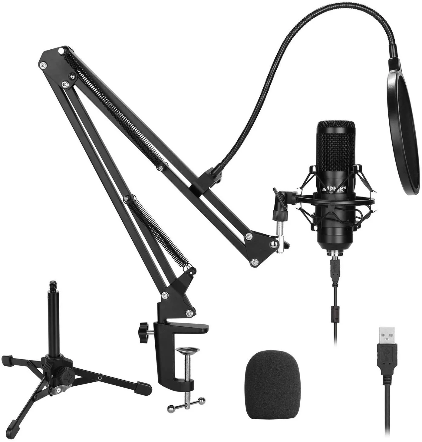 USB CONDENSER STUDIO PODCAST MICROPHONE WITH SCISSOR ARM STAND KIT FOR $28.99