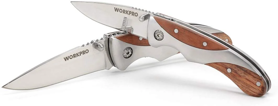 2-PIECE FOLDING POCKET KNIFE SET WITH WOOD HANDLE FOR $9.99