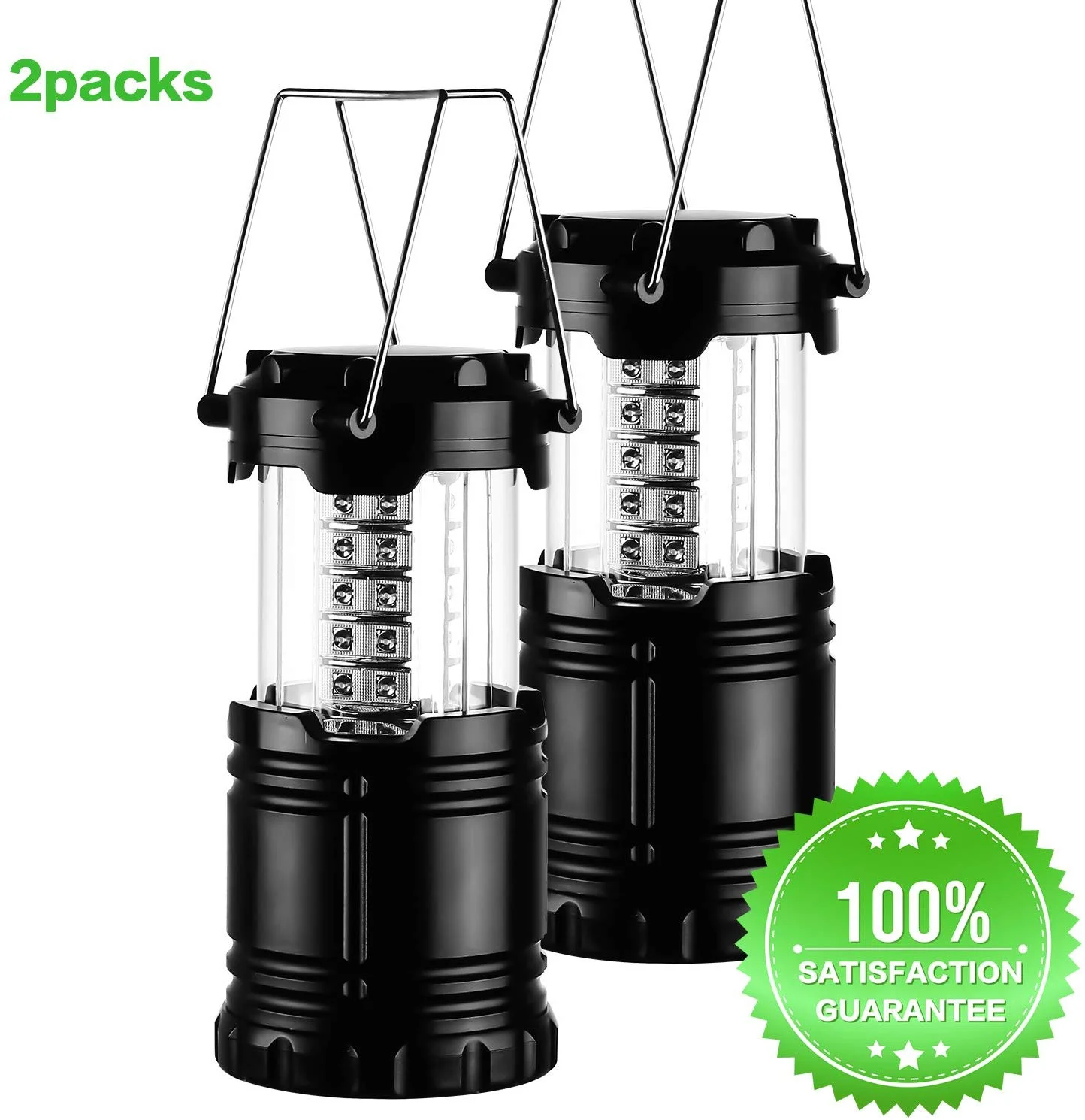 2 PACK - COLLAPSIBLE PORTABLE LED CAMPING LANTERN FLASHLIGHTS FOR $11.32