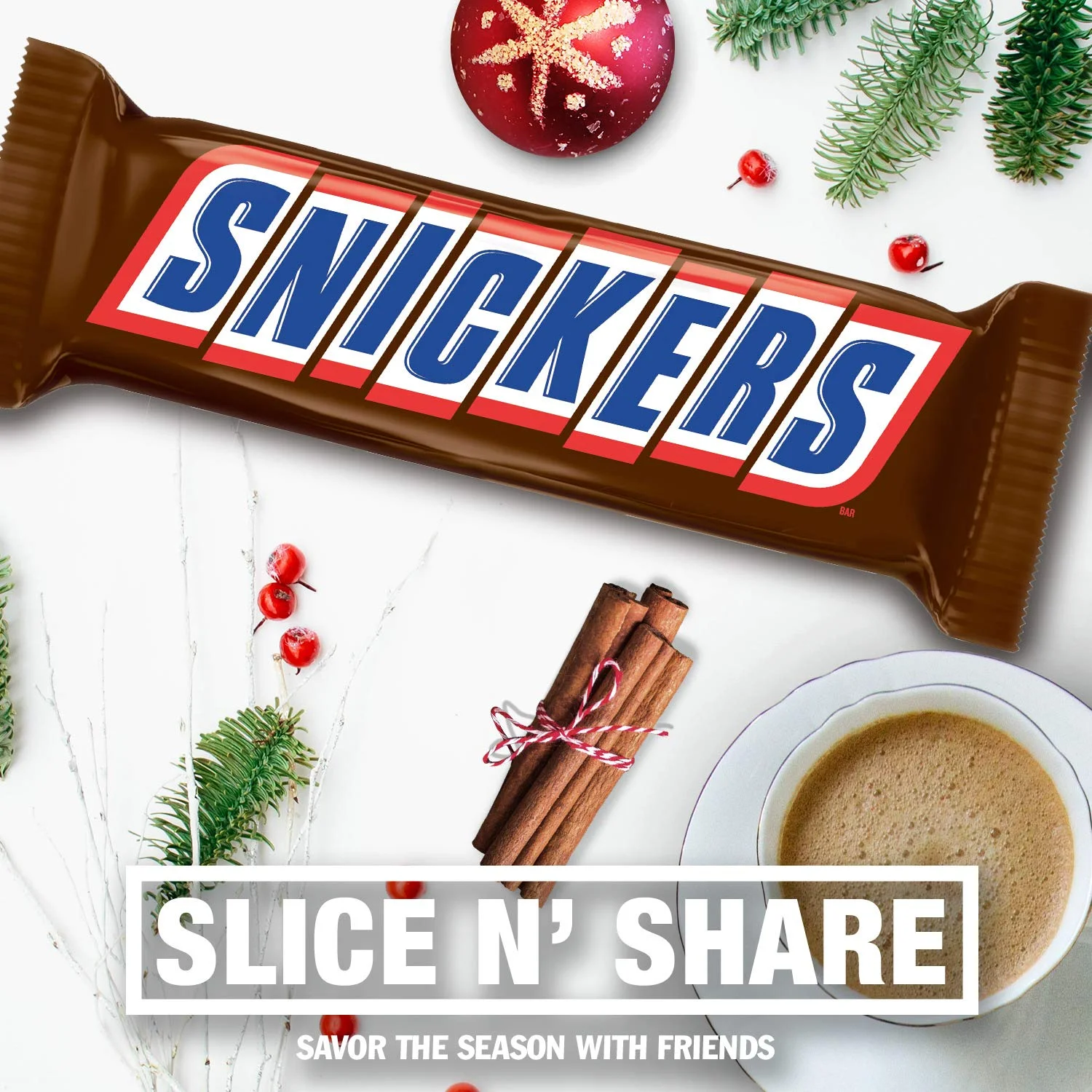1-POUND BAR - SNICKERS CHRISTMAS SLICE N' SHARE GIANT CHOCOLATE CANDY BAR FOR $7.00