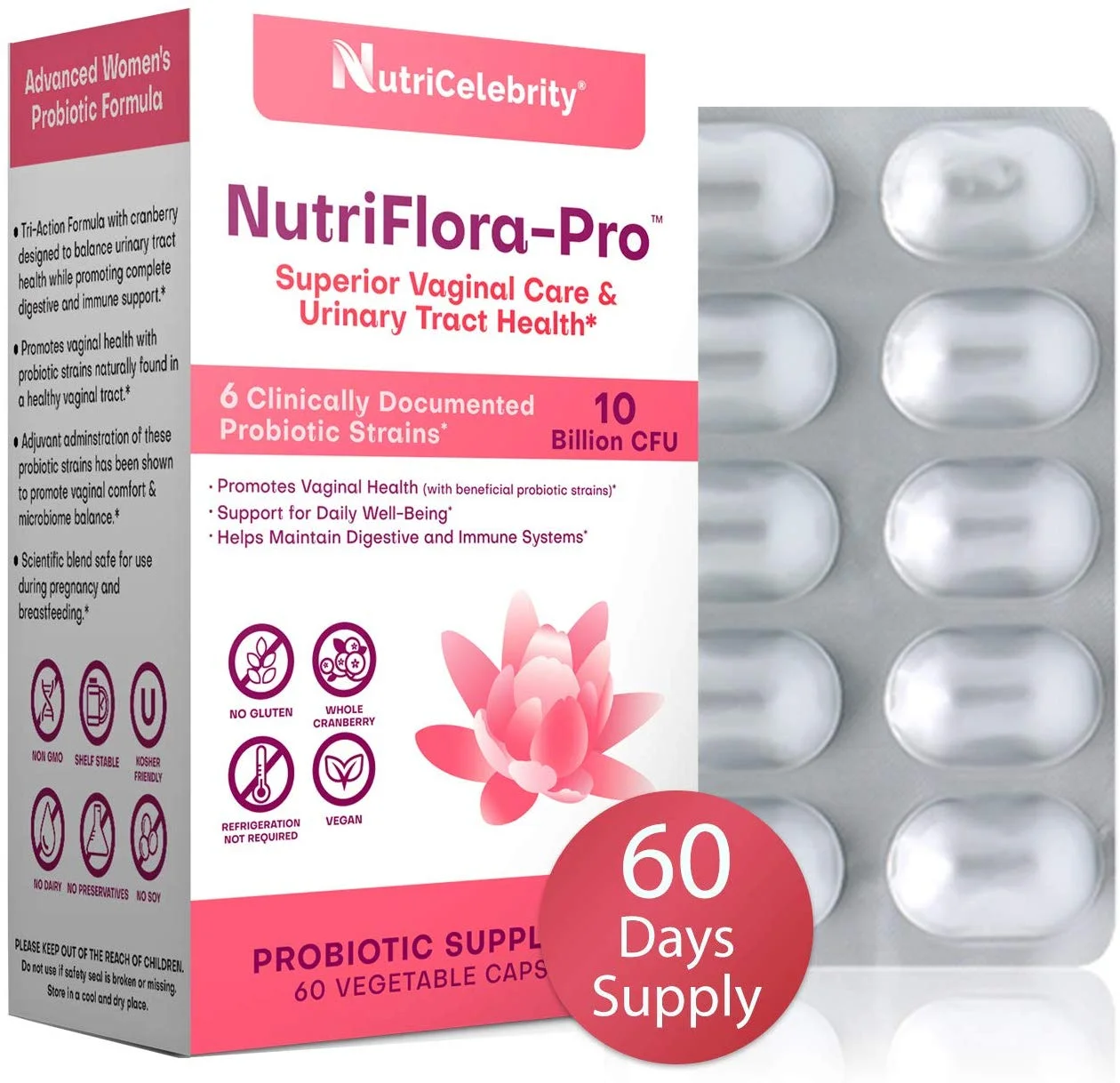 NUTRIFLORA-PRO PROBIOTICS FOR WOMEN - 60 DAY SUPPLY CRANBERRY SUPPLEMENT FOR $12.47