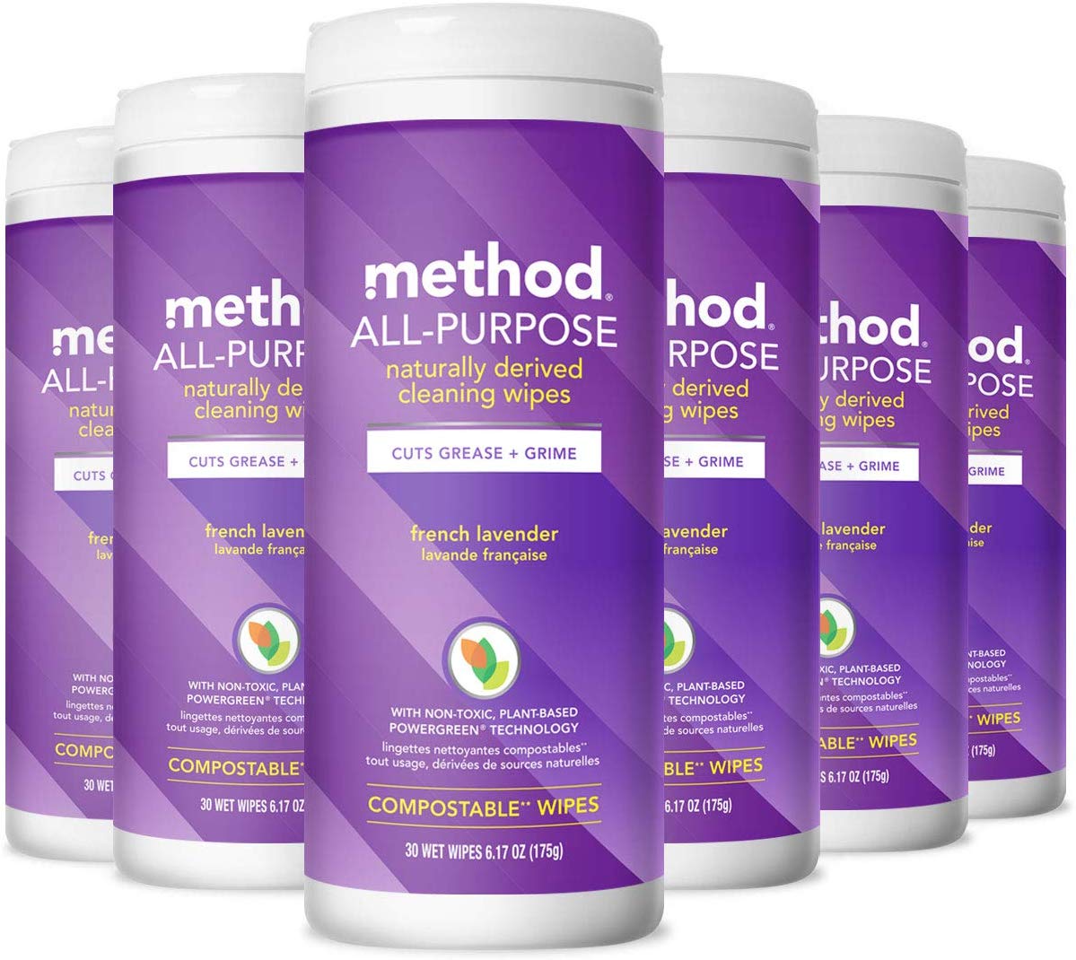 6 PACK - METHOD ALL-PURPOSE CLEANING WIPES, FRENCH LAVENDER (30 WIPES PER TUB) FOR $12.54