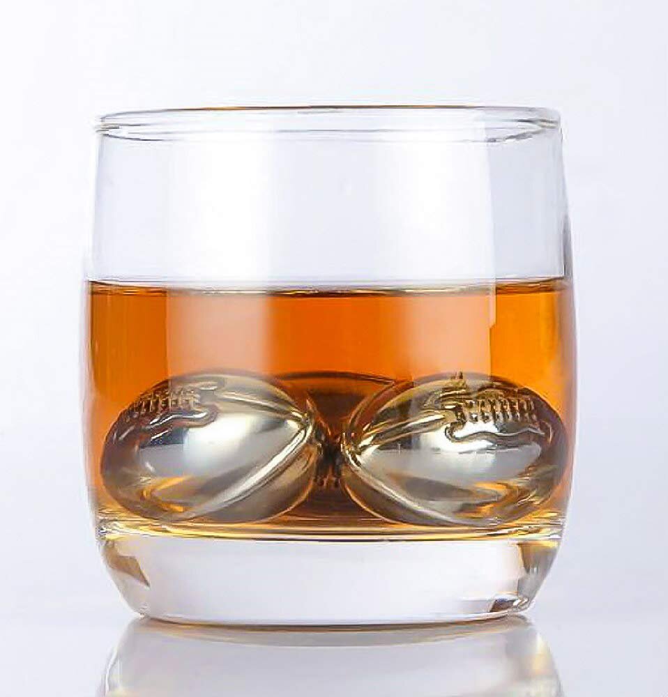 SET OF 6 WHISKEY STONES STAINLESS STEEL FOOTBALLS FOR $14.99