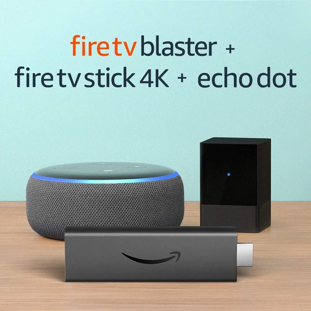 FIRE TV BLASTER BUNDLE WITH FIRE TV STICK 4K AND ECHO DOT (3RD GEN) FOR $79.99