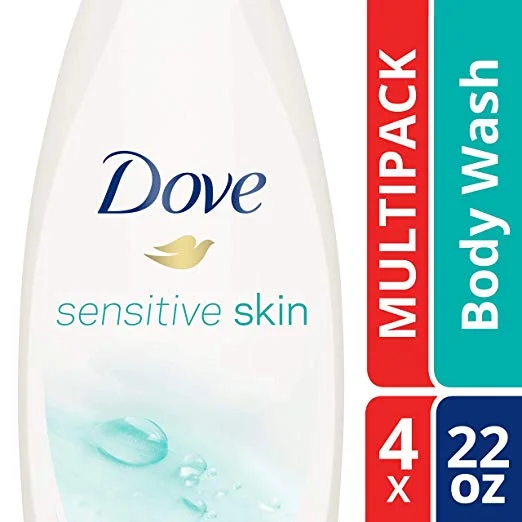 PACK OF 4 - DOVE SULFATE FREE AND HYPOALLERGENIC, SENSITIVE SKIN BODY WASH FOR $14.66