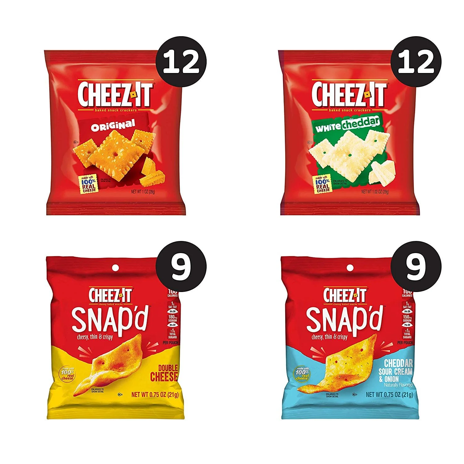 42 SNACK BAGS - CHEEZ-IT, SNACKS, VARIETY PACK, MADE WITH 100% REAL CHEESE FOR $10.63