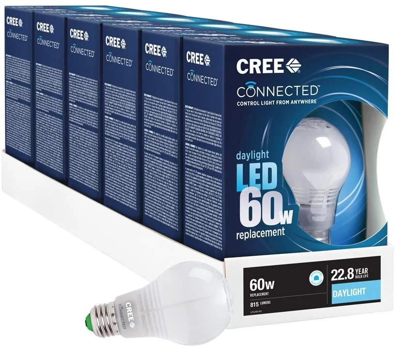 CREE 60W EQUIVALENT DAYLIGHT (5000K) A19 DIMMABLE LED LIGHT BULB, WORKS WITH ALEXA FOR $19.33