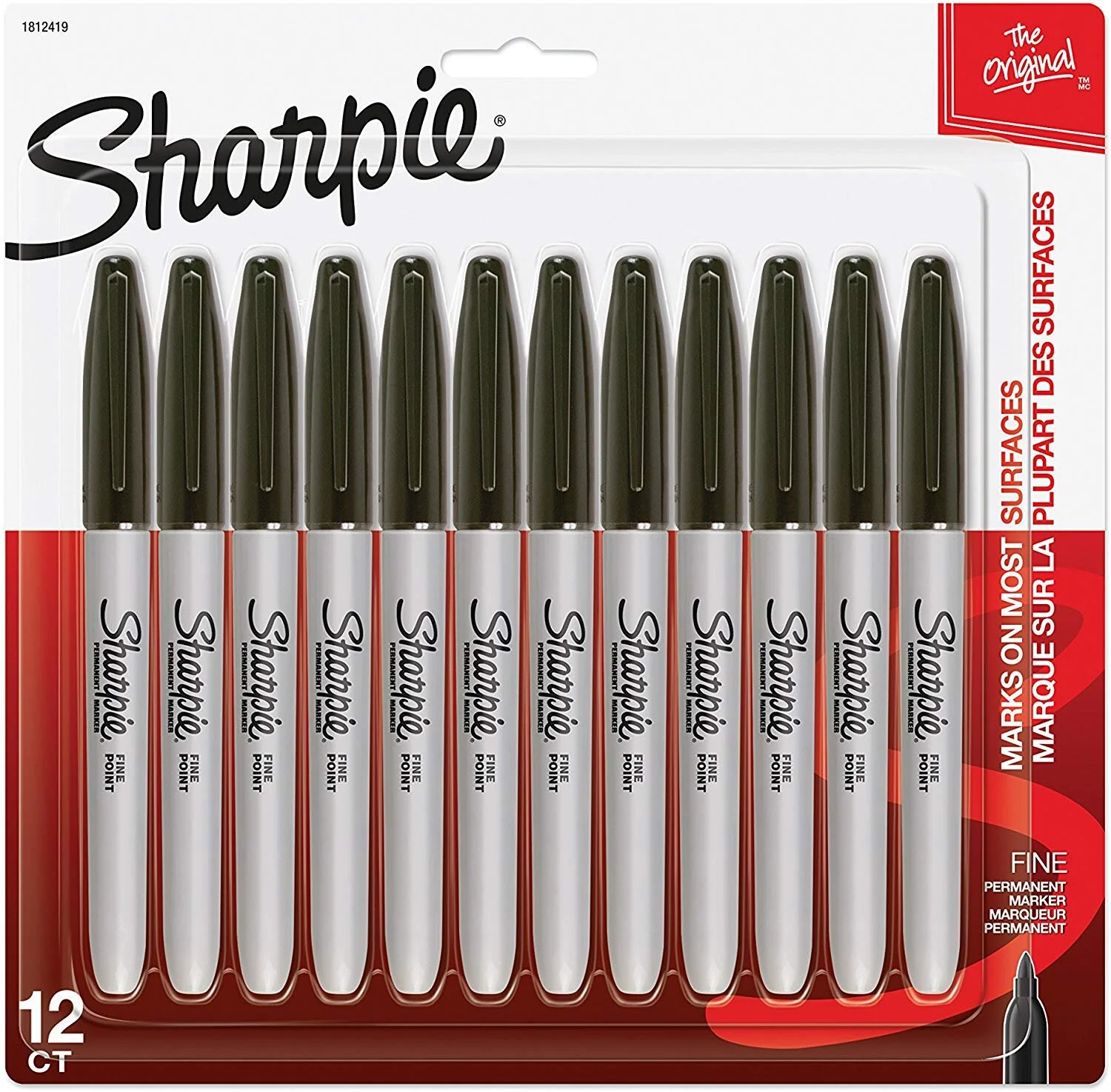 SHARPIE PERMANENT MARKERS, FINE POINT, BLACK, 12 COUNT FOR $4.99