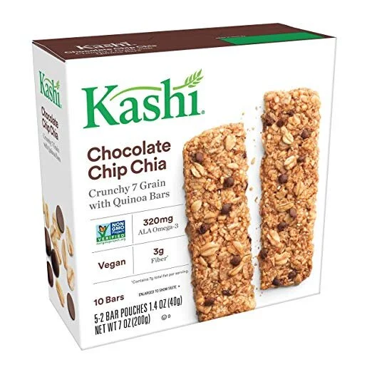 KASHI CRUNCHY CHOCOLATE CHIP CHIA GRANOLA BARS (2 BARS PER POUCH) FOR $2.23