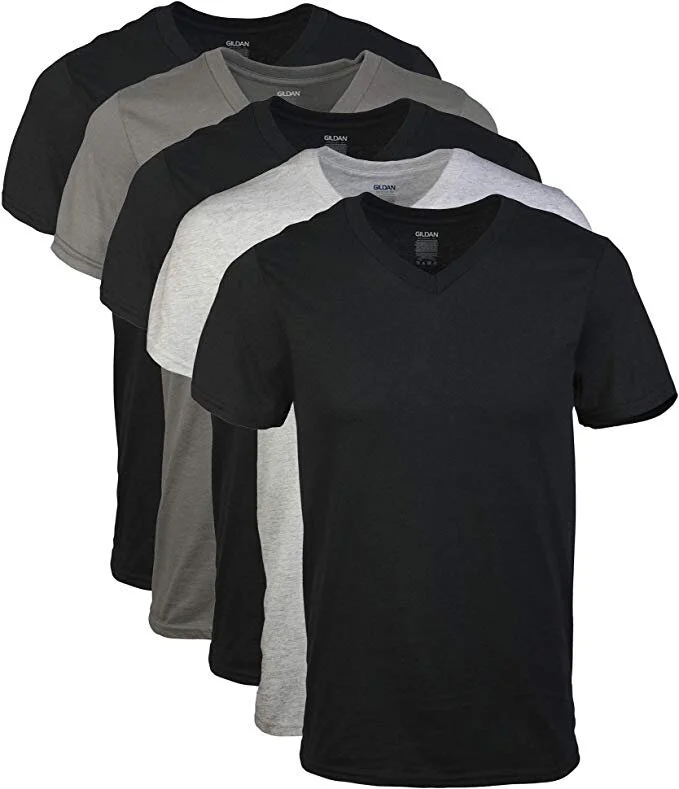 PACK OF 5 - GILDAN MENS ASSORTED V-NECK T-SHIRTS FOR $9.00
