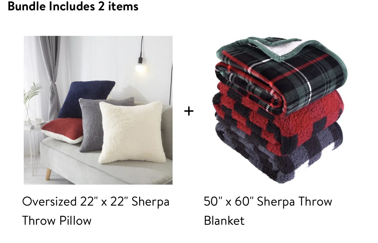 SHERPA THROW BLANKET + SHERPA THROW PILLOW FOR $12.00