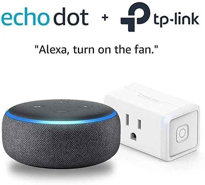 ECHO DOT (3RD GEN) CHARCOAL BUNDLE WITH TP-LINK SIMPLE SET UP SMART PLUG FOR $29.99