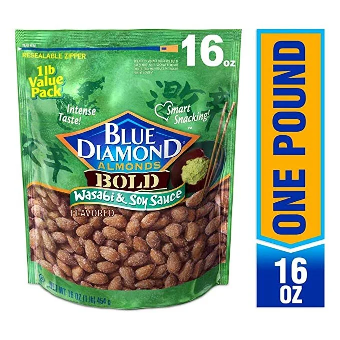 BLUE DIAMOND ALMONDS, BOLD WASABI & SOY SAUCE, 16OZ FOR $5.99