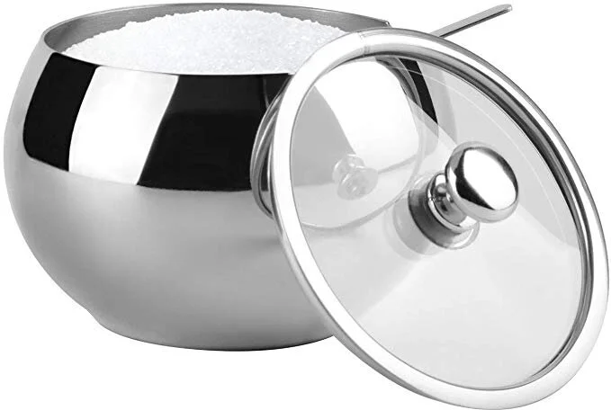 KOOK LARGE SUGAR BOWL WITH CLEAR LID &amp; SPOON FOR $6.93