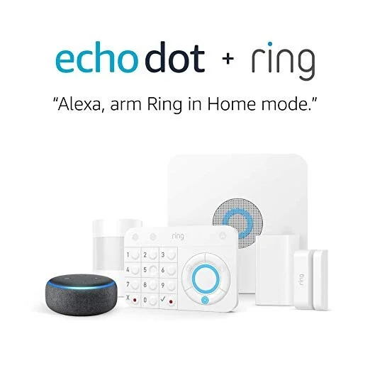 RING ALARM 5 PIECE KIT - HOME SECURITY SYSTEM WITH OPTIONAL 24/7 PROFESSIONAL MONITORING + ECHO DOT (3RD GEN) FOR $139.00