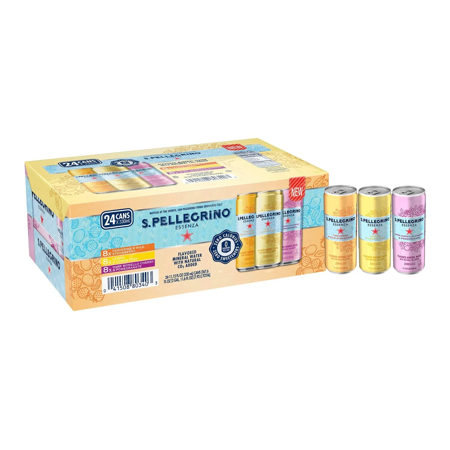 S.PELLEGRINO ESSENZA FLAVORED MINERAL WATER, VARIETY PACK 11.15 FL OZ. CANS (24 PACK) FOR $12.25