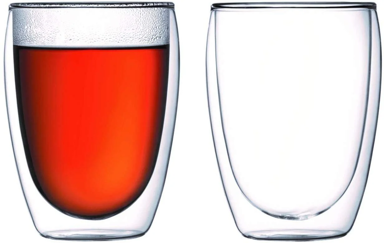 SET OF 2 BODUM PAVINA GLASS, DOUBLE-WALL INSULATED CLEAR GLASSES FOR $13.99