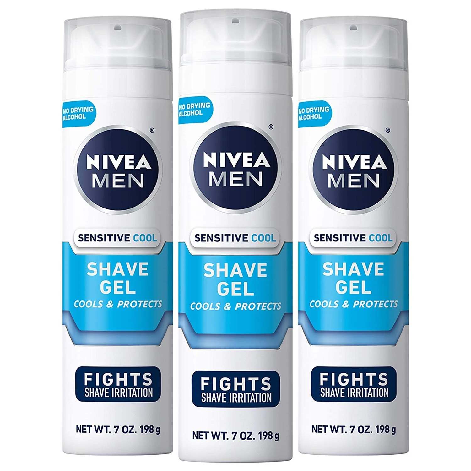 NIVEA MEN SENSITIVE COOLING SHAVING GEL - GENTLE COOLING SENSATION WHILE SHAVING - 7 OZ. CAN (PACK OF 3) FOR $6.75