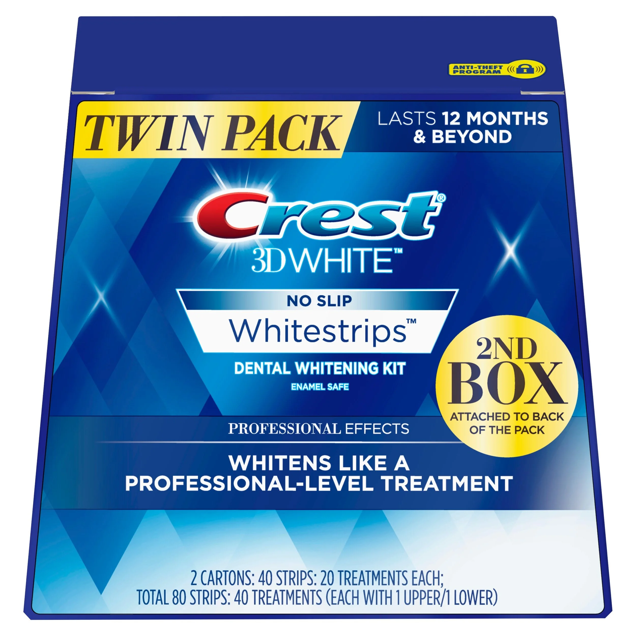 CREST 3D WHITE PROFESSIONAL EFFECTS WHITESTRIPS TEETH WHITENING STRIPS KIT, 40 TREATMENTS, TWIN PACK FOR $44.88