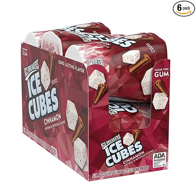 ICE BREAKERS ICE CUBES SUGAR FREE GUM, CINNAMON, 40 COUNT, PACK OF 6 FOR $12.15