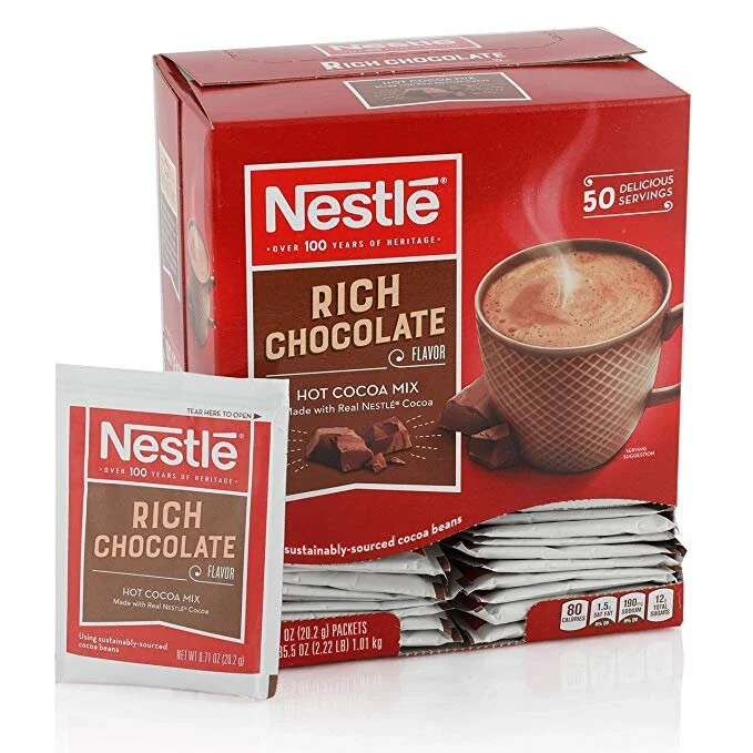 NESTLE HOT CHOCOLATE PACKETS, RICH CHOCOLATE FLAVOR, MADE WITH REAL COCOA (50 COUNT) FOR $5.62