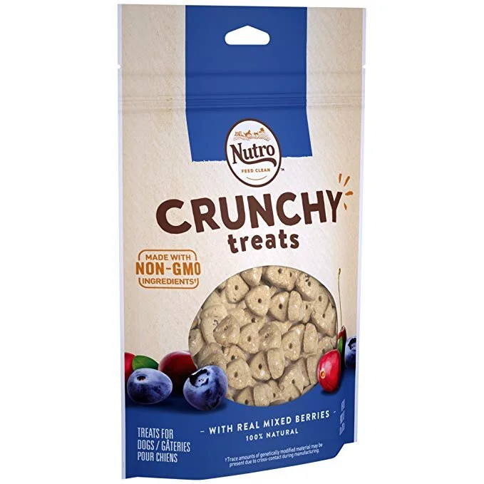 NUTRO CRUNCHY NATURAL DOG TREATS WITH REAL MIXED BERRIES, 10 OZ BAG FOR $1.00