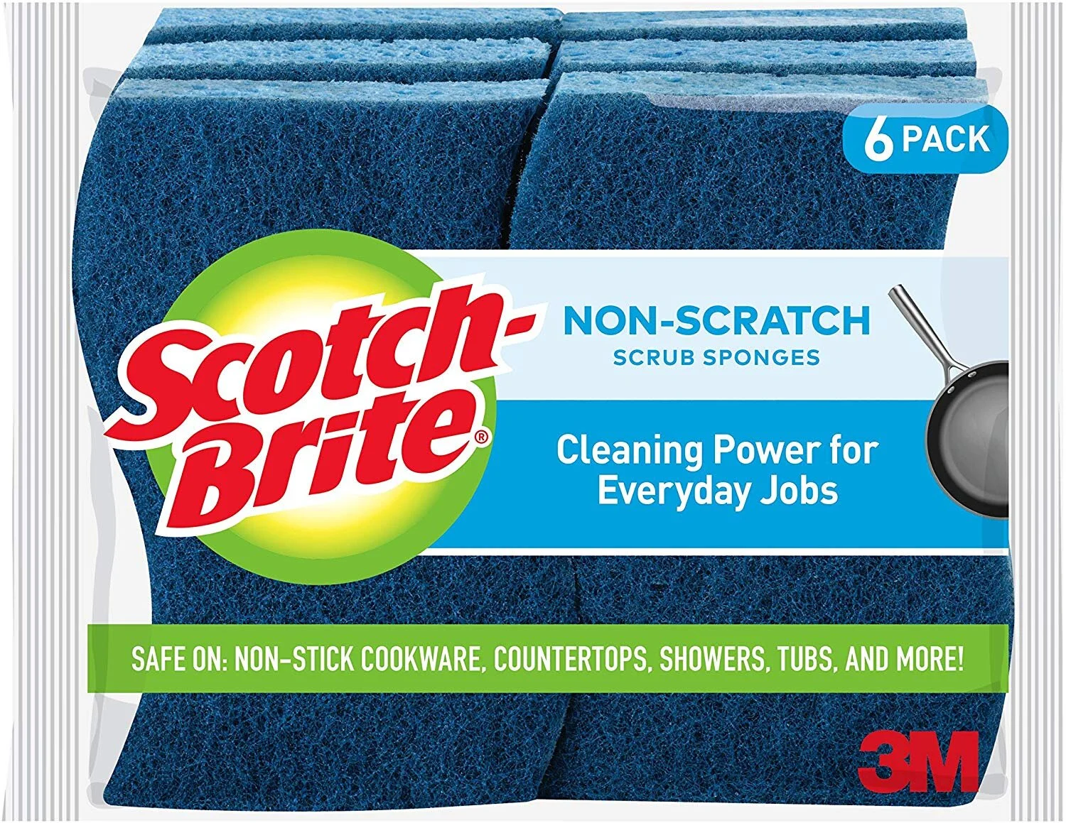 SCOTCH-BRITE NON-SCRATCH SCRUB SPONGE, CLEANING POWER FOR EVERYDAY JOBS, 6 SCRUB SPONGES FOR $3.75