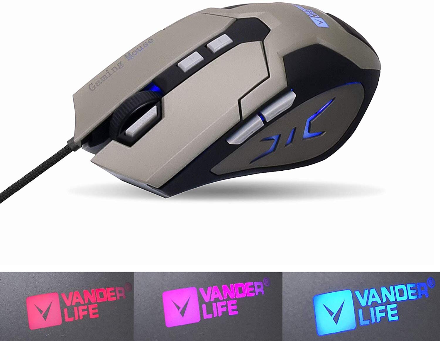 GAMING MOUSE WITH 4-COLOR LED BREATHING LIGHT &amp; ADJUSTABLE 4-POSITION DPI FOR $5.49