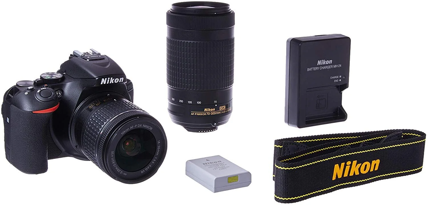 NIKON D5600 DSLR WITH 18-55MM F/3.5-5.6G VR AND 70-300MM F/4.5-6.3G ED FOR $596.95