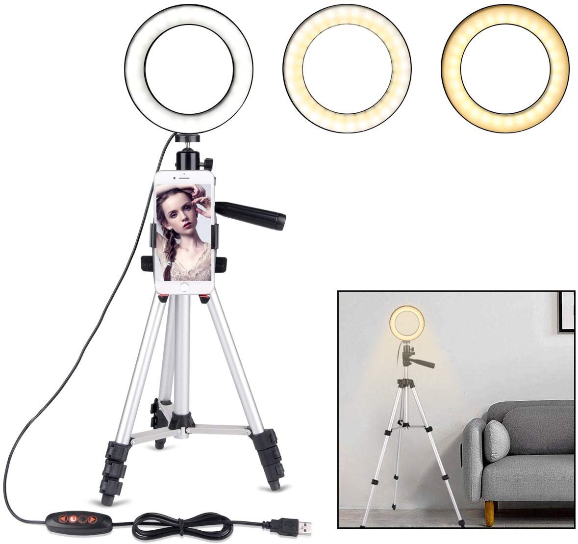EXTENDABLE 6.2" RING LIGHT WITH TRIPOD STAND FOR YOUTUBE VIDEO AND MAKEUP FOR $15.68