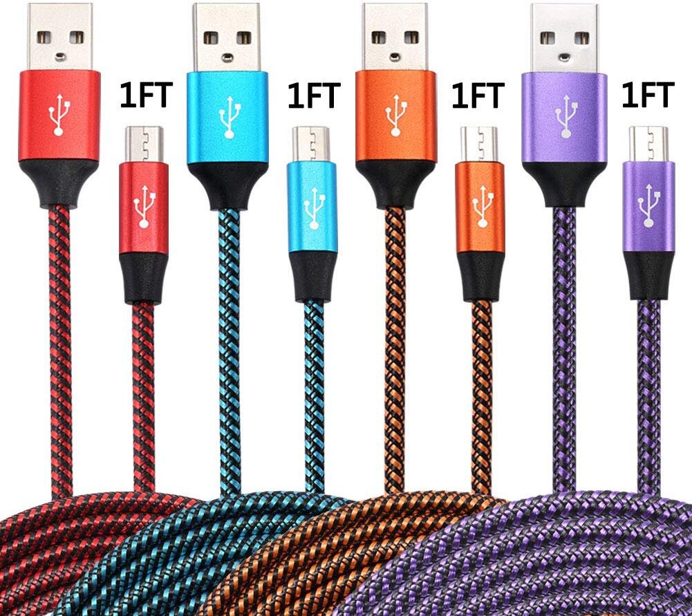 4-PACK - NYLON BRAIDED MICRO USB CABLES FOR $5.82