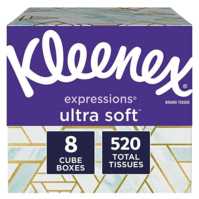 KLEENEX EXPRESSIONS ULTRA SOFT FACIAL TISSUES, 8 CUBE BOXES, 65 TISSUES PER BOX (520 TISSUES TOTAL) FOR $9.38