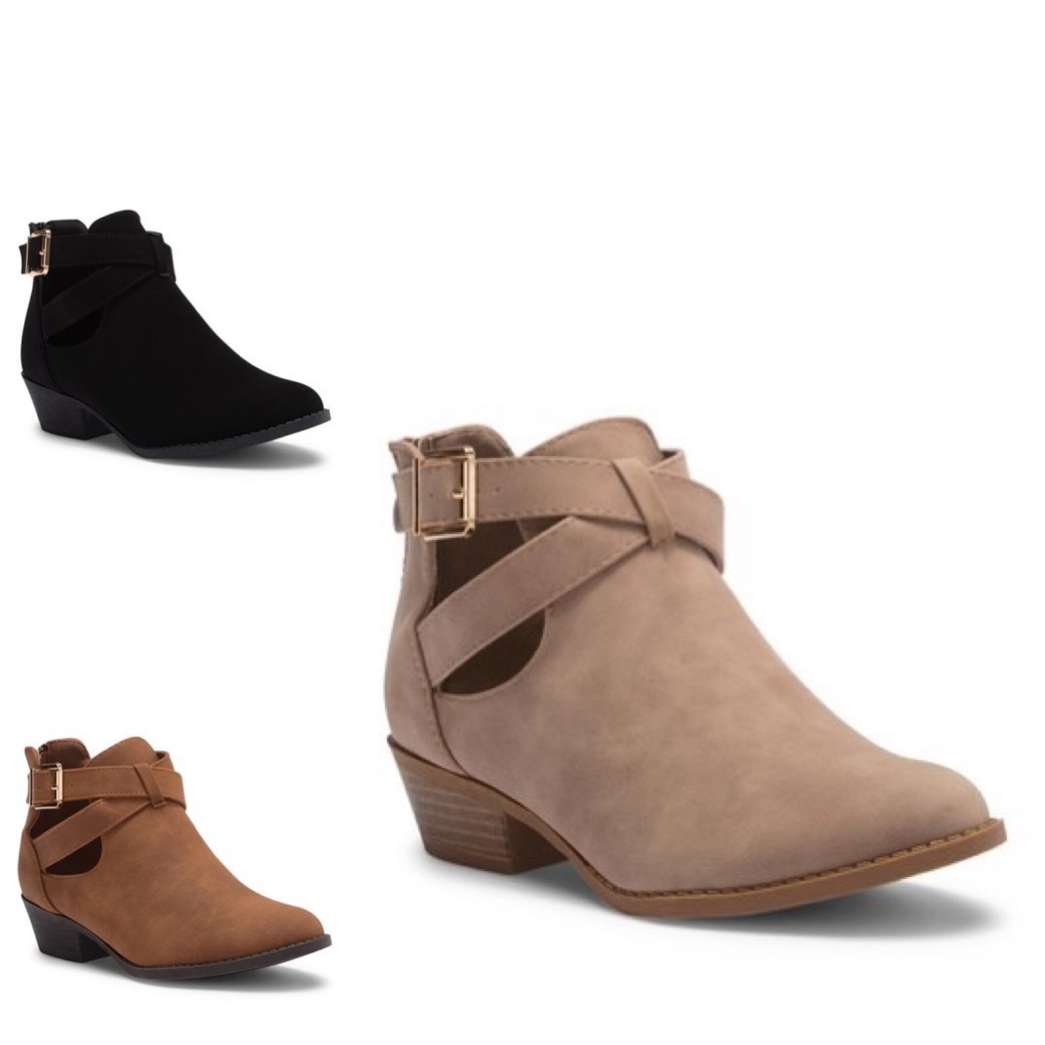 TOP MODA WOMENS ANKLE BUCKLE WRAP BLOCK HEEL BOOTIE’S FOR $18.73