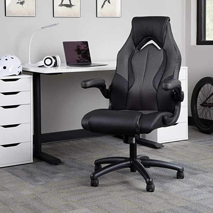 HIGH-BACK RACING STYLE BONDED LEATHER GAMING CHAIR FOR $69.61