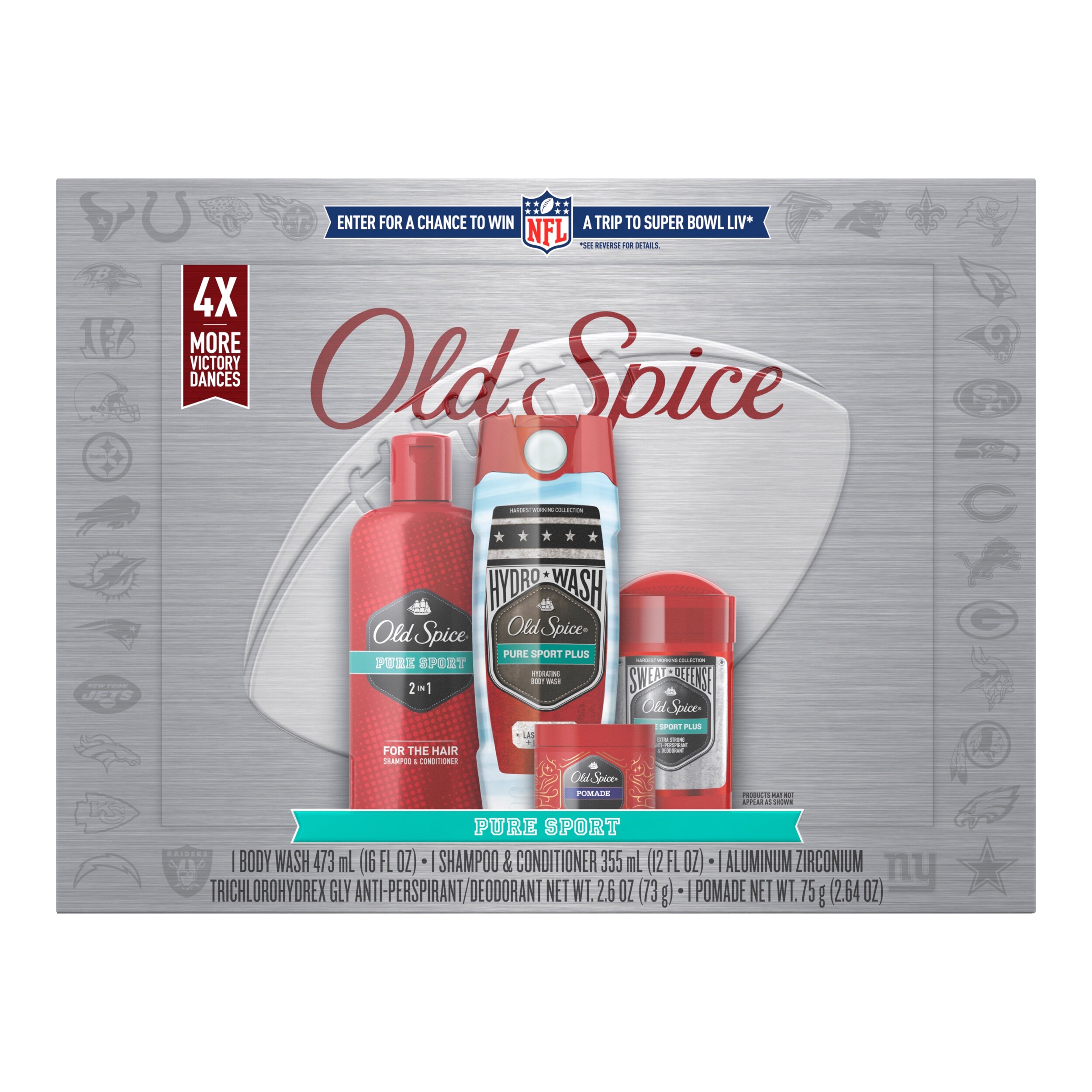 OLD SPICE PURE SPORT GIFT PACK 2-IN-1 SHAMPOO & CONDITIONER + BODY WASH + ANTIPERSPIRANT DEODORANT + POMADE FOR $10.42