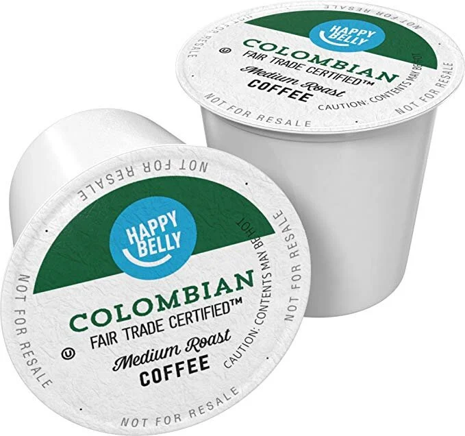 AMAZON BRAND - 100 COUNT HAPPY BELLY MEDIUM ROAST COFFEE PODS FOR $18.74