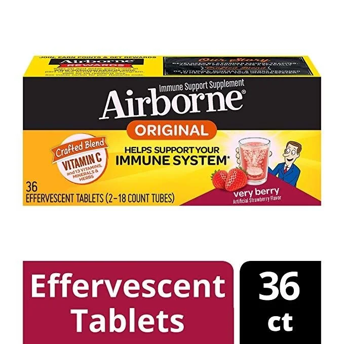 VITAMIN C 1000MG - AIRBORNE VERY BERRY EFFERVESCENT TABLETS (36 COUNT IN A BOX) FOR $10.16