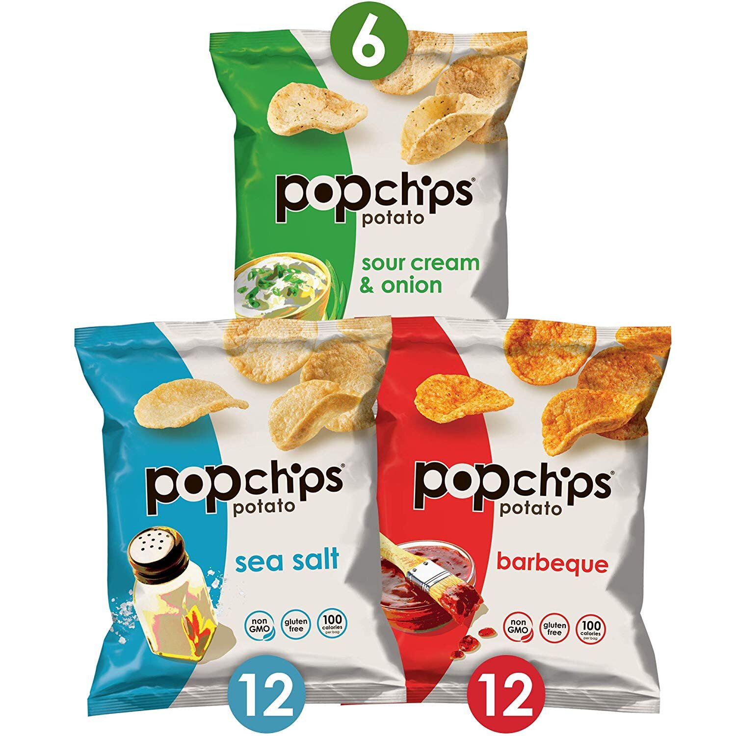 POPCHIPS POTATO CHIPS VARIETY PACK SINGLE SERVE 0.8 OUNCE (PACK OF 30 BAGS) FOR $8.91