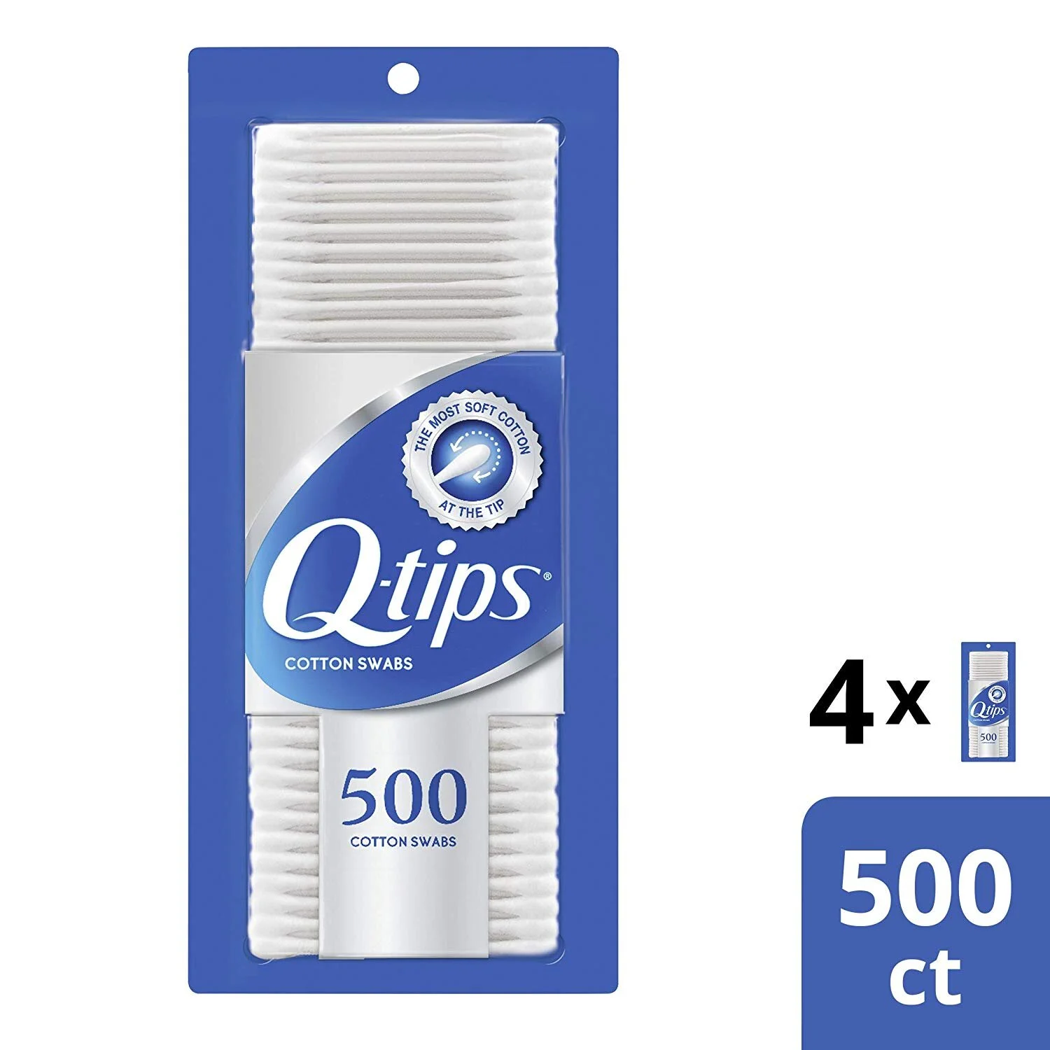 Q-TIPS SWABS COTTON, 500 COUNT (4 PACKS OF 500) FOR $8.53