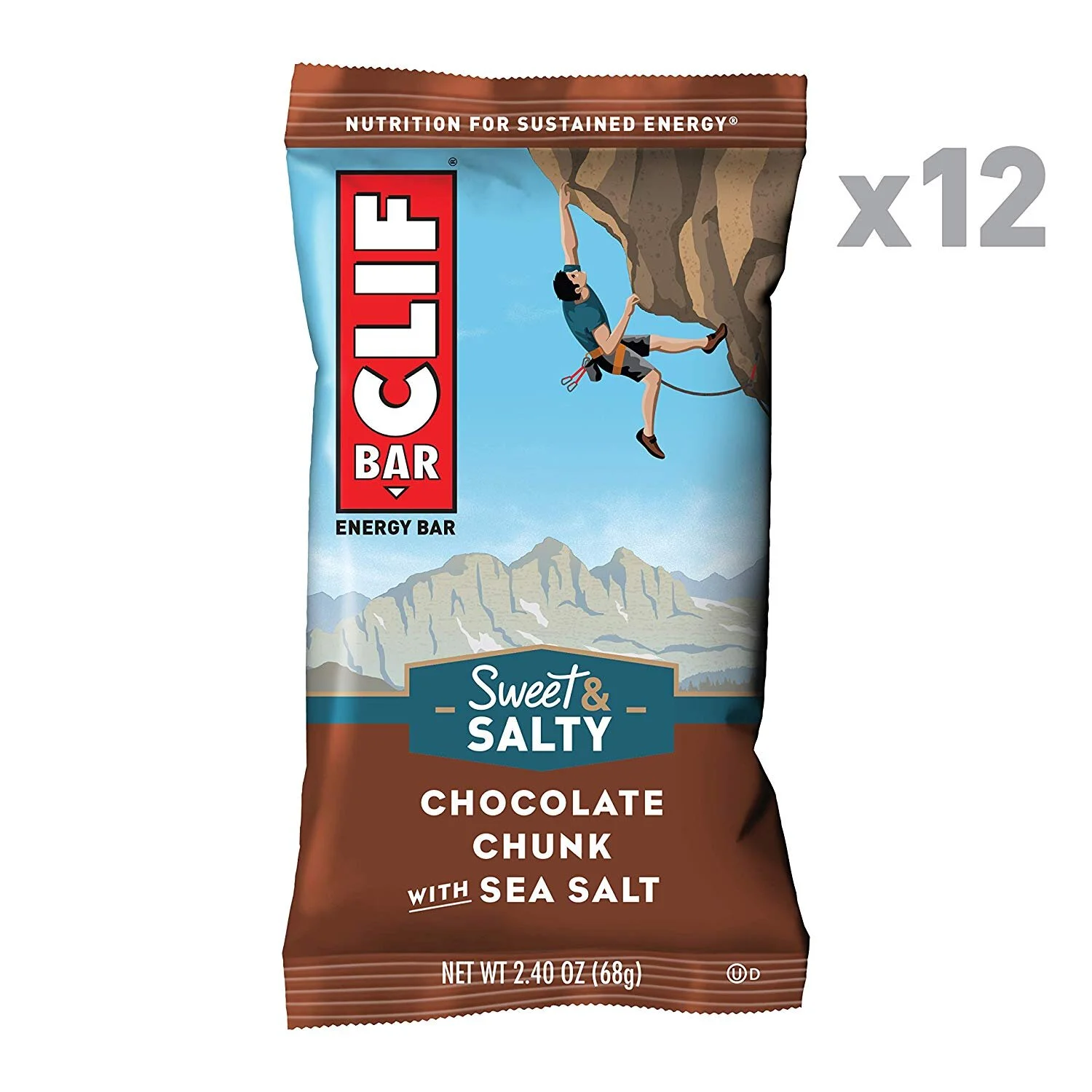 CLIF BAR - SWEET &amp; SALTY ENERGY BARS - CHOCOLATE CHUNK WITH SEA SALT, 12 COUNT FOR $10.72