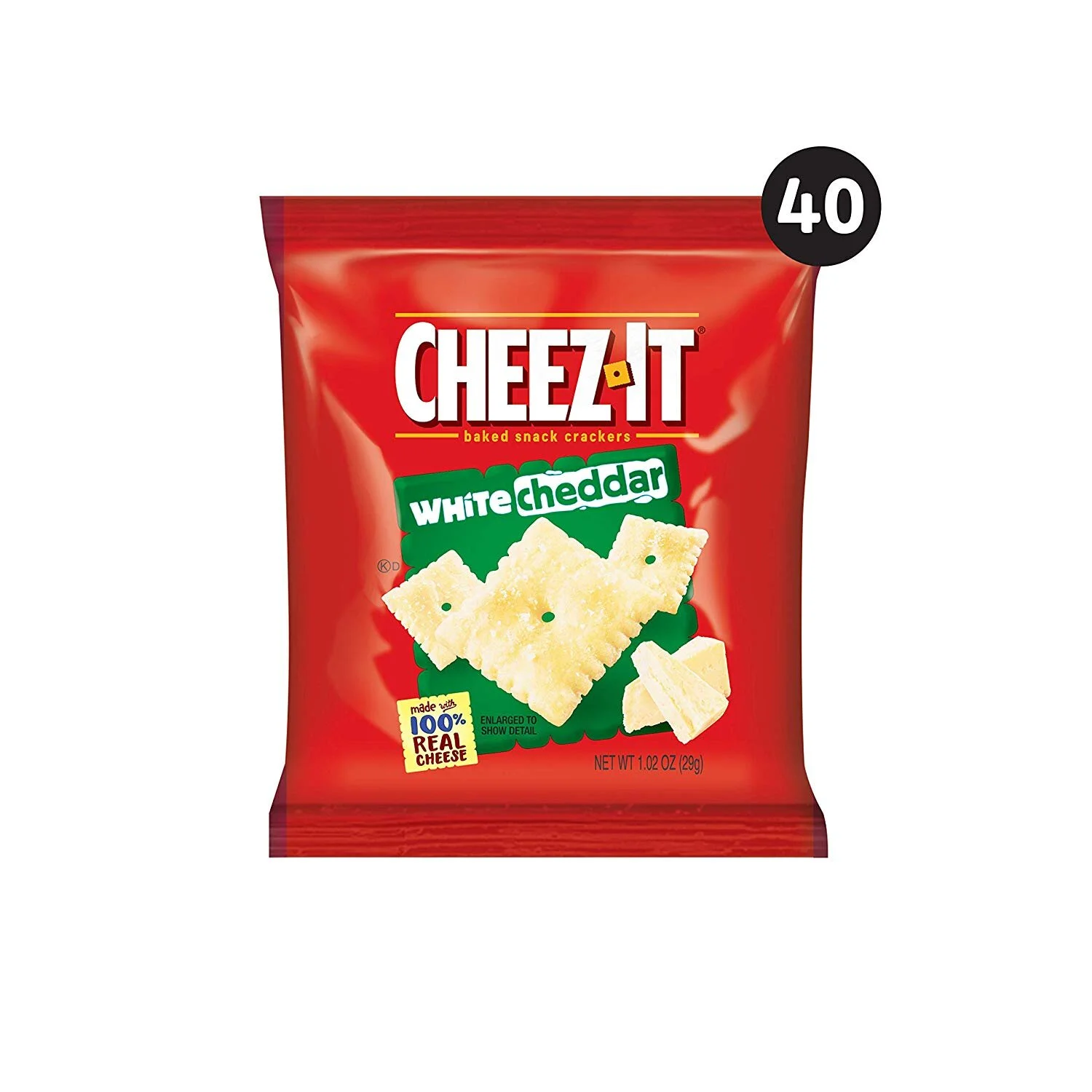 40 SNACK BAGS - CHEEZ-IT, BAKED SNACK CHEESE CRACKERS, WHITE CHEDDAR FOR $8.50