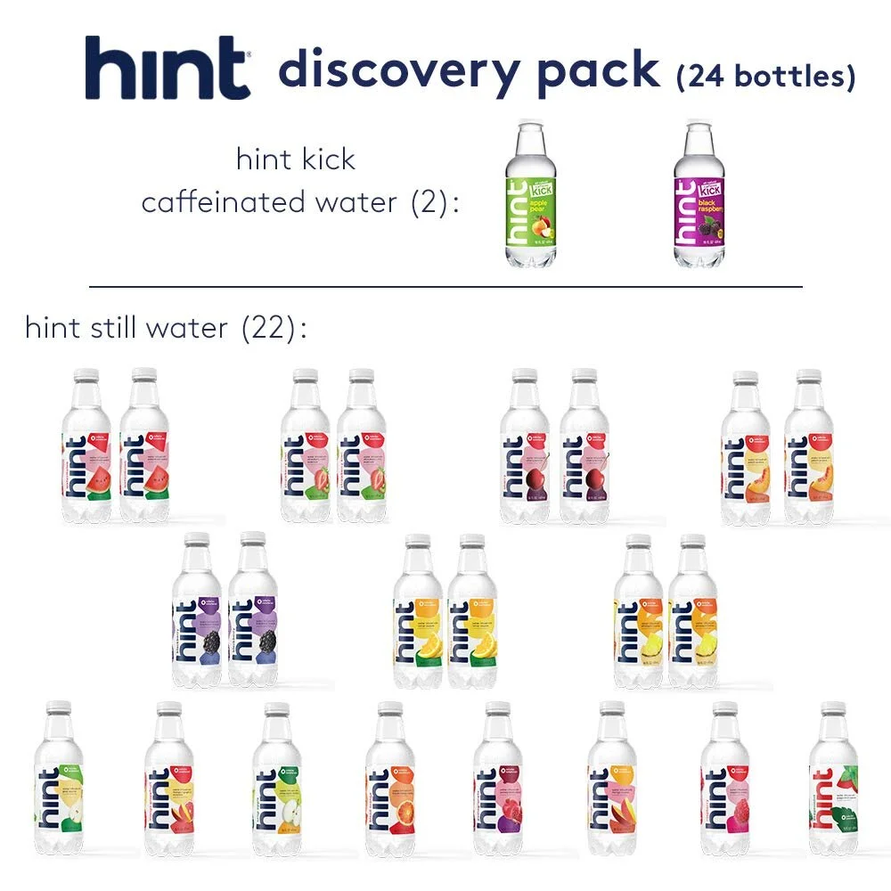 HINT WATER &amp; KICK SAMPLER (PACK OF 24) - 17 FLAVORS FOR $28.96